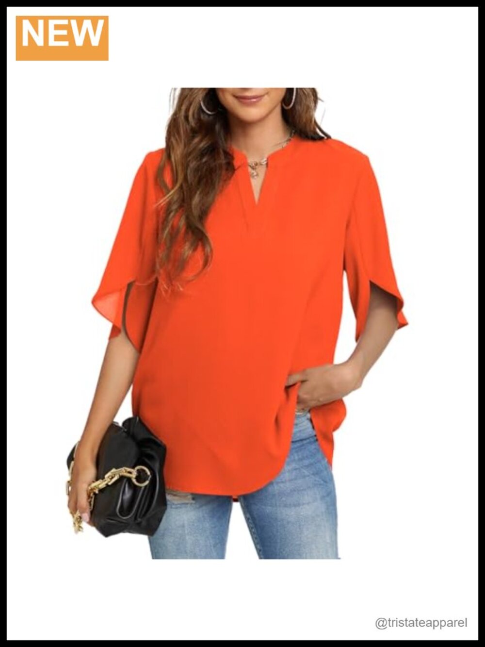 Womens Summer Chiffon Blouse V Neck Ruffle Sleeve Tunic Top